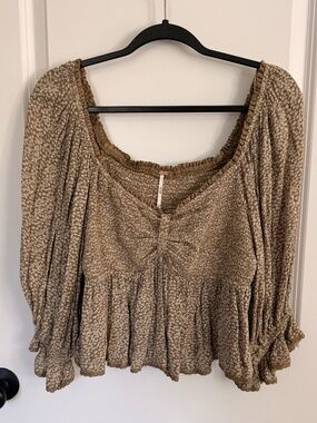 Free People green milkmaid crop top